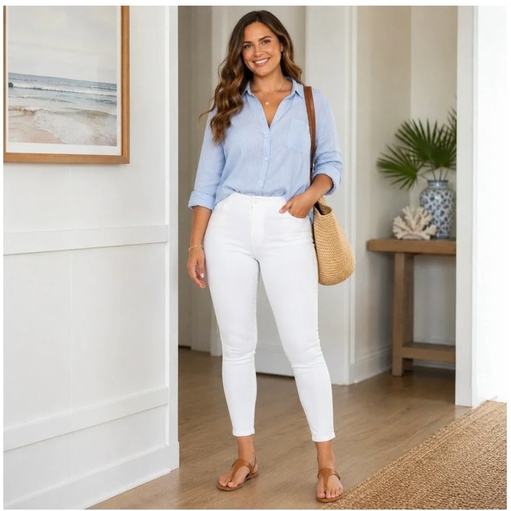 Spanx Womens XL White High Waist Pull On Jeggings Slim Fit Stretch Pants